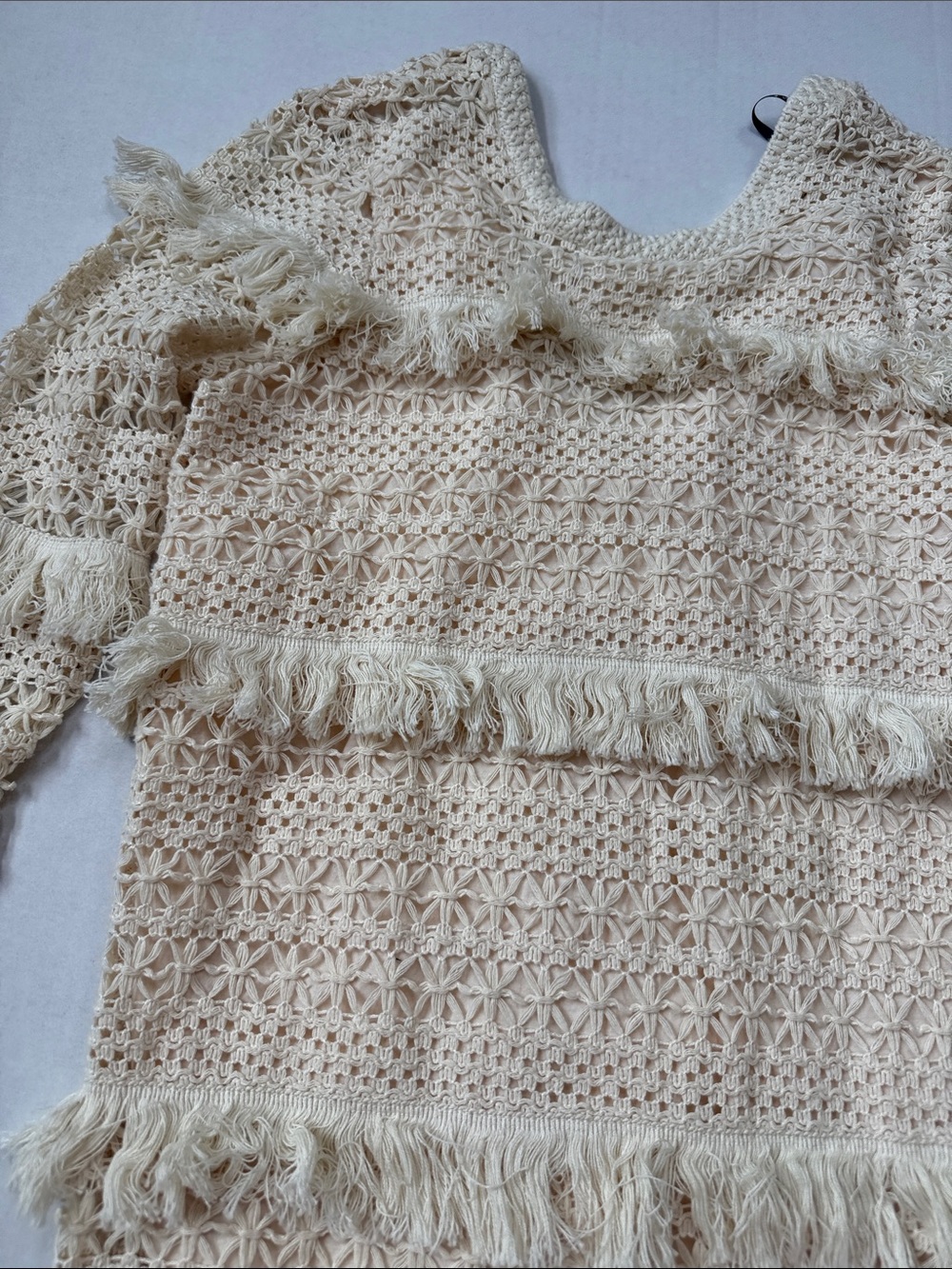 Volcom Mini Dress Crotchet Woven Boho Cream size Small - Picture 2 of 8
